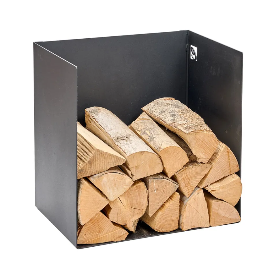 Suporte para Lenha em Aço Pintado Preto Fabricado na Itália - Fiamme