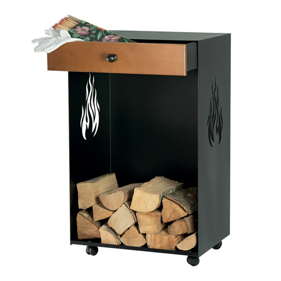 Suporte de madeira com rodas e gaveta superior Made in Italy - Polare